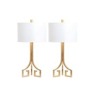 CXYWBD Inch Greek Key Gold Table Lamp Set of 2 with Bedroom Room Home Office Desk Nightstand Suitable for bedrooms, Living Rooms, Offices, Book