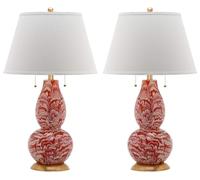 CXYWBD Inch Swirl Table Lamp Pack with Bedroom Room Home Office Desk Nightstand Suitable for bedrooms, Living Rooms, Offices, Book(Orange/White Set of 2)