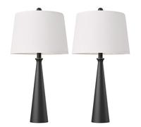 CXYWBD Inch Table Lamp 2 Pack Linen Shade with USB Port Room Bedroom Bedside Office Home Suitable for bedrooms, Living Rooms, Offices, Book(Black)