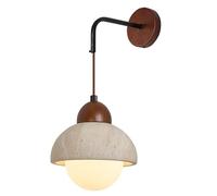 CXYWBD Japanese Style Natural Stone Lamps Solid Wood E26/E27 Base Sconces Adjustable Hanging Wire Hote Study Wall Light for Kitchen Corridor Living Room,Shape1