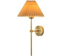CXYWBD Japanese WABI-sabi Style Fabric Art Lamps Vintage Pleated Indoor Sconces with E26/E27 Base Electroplating Iron Wall Light for Entrance Corridor Bedroom Bedside Background Wall(Styl