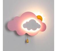 CXYWBD Kid's Cloud Pull Chain Lights Dimmable LED Wall Lamp for Girls Bedroom Boys Bedside Headboard Porch T-155(Pink)