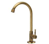 CXYWBD Kitchen Antique Brass Single Cold Water Kitchen Sink Taps, Single Handle Single Hole Degree Swivel Faucet