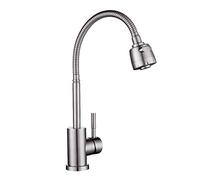 CXYWBD Kitchen Faucet Brushed Stainless Steel High ARC Kitchen Sink Faucet Deck Mounted Hot and Cold Water 2 FunctKitchen Faucets Commercial Single Handle Sink Tap Economic Thriving