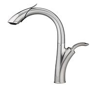 CXYWBD Kitchen Faucet Pull out Brass Kitchen Sink Tap with Dual Function Sprayer, ° Swivel High ARC Kitchen Faucet Single Handle Cold and Hot Water Mixer Tap,Black(Brushed Nickle)