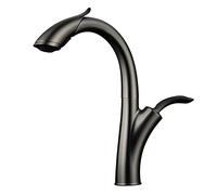 CXYWBD Kitchen Faucet Pull out Brass Kitchen Sink Tap with Dual Function Sprayer, ° Swivel High ARC Kitchen Faucet Single Handle Cold and Hot Water Mixer Tap,Black(Gray)