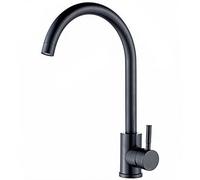 CXYWBD Kitchen Faucet with Supply Hose, Matt Black Swivel Kitchen Sink Tap, Single Handle Single Hole Stainless Steel Hot and Cold Water Mixer Tap