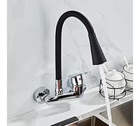 CXYWBD Kitchen Mixer Tap Wall Mounted Faucet with Degree Swivel Flexible Hose Double Holes Sink Mixer