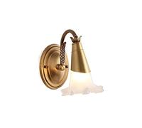 CXYWBD Lamps Full Copper Glass Mirror Sconces Ba Throom Makeup Dressing Lamp Light E14 Flower Shape Wall Lights Beautiful Bar Bedroom,One Color-1 Head