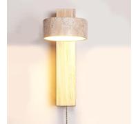 CXYWBD Lamps & Natural Yellow Travertine Light Japanese Style Sconces Lamp Head Can Rotate Living Room Background Wall Bedroom Bedside Indoor Aisle Corridor Decora