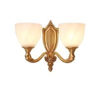 CXYWBD Lamps Sconces All Bronze Style Single Bedroom Bedside Background Aisle Corridor Double Head Lamp Wall Light E27 Indoor and,One Color-L