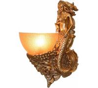CXYWBD Lamps & Sconces European Style Resin, Retro Gold Decoration Mermaid Light, Rustic Farmhouse Vintage Wall Lamp with Glass Shade, Indoor Art Deco Lighting Fixture for