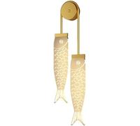 CXYWBD Lamps & Sconces Gold, Dimmable Wall Light Fixture, Creative Fish Shape IndoorWall with Acrylic Shade, Classic Art Deco Lighting for Bathroom Livin