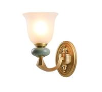 CXYWBD Lamps Sconces Living Room Bedroom Ceramic Exquisite and Elegant Study Aisle Corridor Pure Copper Wall Light Single Double Head E27 Lamp,