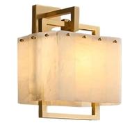 CXYWBD Lamps Sconces Milky White Natural Stone Light All Copper Decorative LED Living Room Bedroom Bedside Wall Mount Lamp 15.4in,
