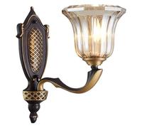 CXYWBD Lamps Sconces Vintage Copper Light European Style with Amber Glass Lamp Shade Retro Living Room Decor Wall Mount Lighting Fixtures,One Color-1-light