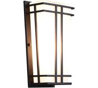 CXYWBD Lantern Flush Mount Garden Light E27 Outdoor Waterproof Security Wall Lamp Fixture with White Glass Shade Black Metal,