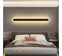 CXYWBD LED Wall Lamp Nordic Style Linear Aluminum Indoor Background for Bedside Hallway Stairs 100CM White/Neutral Light,Black， Warm White-120CM， 50W