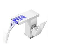 CXYWBD Light Bathroom Faucet Waterfall Spout Basin Mixer Tap with 3 Colors Changing Single Handle Hot and Cold Water Mixer Brass Lavatory Faucet for Vessel Sink Economic