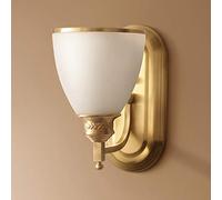 CXYWBD Light Copper Bedroom Bedside with Glass Lampshade on One Head Aisle Staircase Wall Lamp,