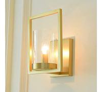 CXYWBD Light Lights All Copper Transparent Glass Lamp Study Hallway Aisle Living Room Decor Wall Lighting Fixture E14 Bedroom,