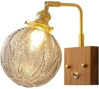 CXYWBD Light Nordic Glass Shade with Japanese Brass Brushed Adjustable Lamp Bedroom Bedside Wall Lighting for Staircase(White)