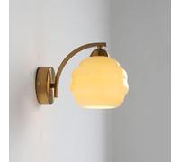 CXYWBD, Light Retro Industrial Style Lamp French Wall Lights with Glass Lampshade Art(Gold+Beige)