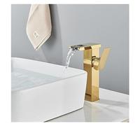 CXYWBD Luxury Black Basin Faucet High and Low Faucet Bathroom Single Hot and Cold Water Flow to Generate Electricity (Color : Gold Tall)