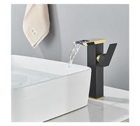 CXYWBD Luxury Black Basin Faucet High and Low Faucet Bathroom Single Hot and Cold Water Flow to Generate Electricity (Color : Black Gold Tall)