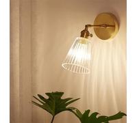 CXYWBD Luxury Style Glass Transparent Lighting Lamp Copper Clear Lampshade Creative Light Strip E27 Base Wall Mounted Lamp(A)