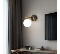 CXYWBD Luxury White Glass Light Indoor Lamp All Copper Body for Bedroom Living Room Aisle Hallway Balcony Stair Wall,A