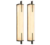 CXYWBD Marble Set of 2 Long Linear Stone Alabaster Sconces for Bathroom Vanity Bedroom Living Room Hallway Brass Wall Mount Lamp Fixture for,Black-80CM-2 Pack