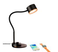 CXYWBD Metal High Efficiency Gooseneck LED Desk Lamp with USB C + A Charging Ports, Dimmable, Nightstand, Home Office Suitable for bedrooms, Living Rooms, Offices, Book(Black)