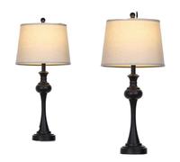 CXYWBD Minimalist Table Lamp with Three-Way Touch Control Metal Base Bedroom and Office, Including LED Suitable for bedrooms, Living Rooms, Offices, Book(Black-Set of 2)