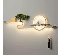 CXYWBD New Chinese Long Shape Landscape Painting Acrylic Sconces Three Color Variable Light Lamp For Bedroom Study Living Room Wall Lights Aisle Bedside Decor Lighting Fixture(D(Go