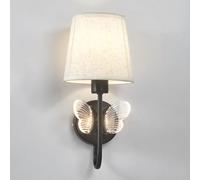 CXYWBD Nordic Creativity White Fabric Light Metal Candlestick Lighting Fixture Bedside Reading Wall Lamp Mid Century Golden Butterfly Hallway,Dark