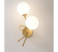 CXYWBD Nordic Glass Lamp Indoor Bedroom Aisle Decor Double Head Round G9 Wall Lights Fixture Bedside LampsBlackLeft,Gold-Right
