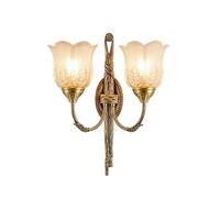 CXYWBD Nordic Light Luxury Glass Lamps with E14/E12 Base Full Copper Sconces Creative Vintage Single Double Head Background Wall Bedroom Bedside,One Color-Style 2