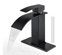 CXYWBD Oil Rubbed Bronze Vessel Sink Faucet with Large Rectangular Spout Deck Mount Mixer Tap for Bathroom Vanity Single Handle Waterfall Faucet