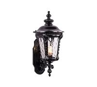 CXYWBD Outdoor Fixture Lantern Outside House Mount Light with Water Glass Shade E27 Socket Wall Lamp for Porch Entryway,Noir-H48CM