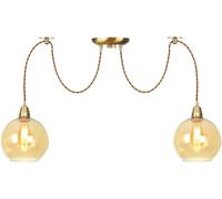 CXYWBD Pendant Adjustable Ceiling Lamp, Amber Globe Glass Shade Industrial Gold,Led Chandelier Lights