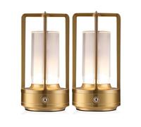 CXYWBD Portable Metal Cordless LED Table Lamp, Rechargeable Battery, Stepless Dimming, Bedroom，Dining Room, Gold 2-Pack Suitable for bedrooms, Living Rooms, Offices, Book