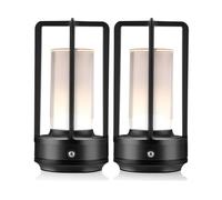CXYWBD Portable Metal Cordless LED Table Lamp, Rechargeable Battery, Stepless Dimming, Bedroom，Dining Room, Black 2-Pack Suitable for bedrooms, Living Rooms, Offices, Book