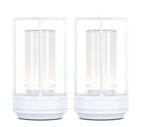 CXYWBD Portable Metal Table Lamp, 3-Shade Photoelectric Battery Powered, Rechargeable, Indoor/Outdoor (White Set of 2) Suitable for bedrooms, Living Rooms, Offices, Book