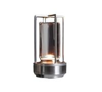 CXYWBD Portable Metal Table Lamp, Three-Color Photocell Powered, Rechargeable LED Light, Indoor/Outdoor/Bar, Silver Suitable for bedrooms, Living Rooms, Offices, Book