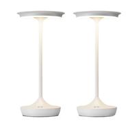 CXYWBD Portable Rechargeable Table Lamp, 3-Color Stepless Dimming, with Memory Function, Outdoor/Dining/Yard/Restaurant Suitable for bedrooms, Living Rooms, Offices, Book(White 2Pack)
