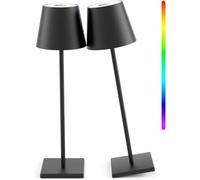 CXYWBD Portable Table Lamp with RGB Lighting Effect and Stepless Dimming, Dining Table/Bedroom/Outdoor, Two-Pack Black Suitable for bedrooms, Living Rooms, Offices, Book