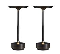CXYWBD Portable Touch LED Table Lamp, Rechargeable Battery, 3-Color Stepless Dimming, Restaurant/Bar/Terrace, Black 2-Pack Suitable for bedrooms, Living Rooms, Offices, Book
