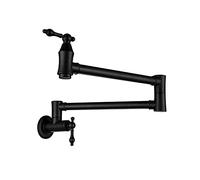 CXYWBD Pot Filler Faucet Single Cold Water Kitchen Faucet Commercial Brass Kitchen Sink Tap Folding Stretchable Double Joint Swing Arms Wall Mount Sink Faucets Two Handles,Matt Black Econ Thriving