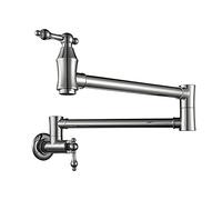 CXYWBD Pot Filler Faucet Single Cold Water Kitchen Faucet Commercial Brass Kitchen Sink Tap Folding Stretchable Double Joint Swing Arms Wall Mount Sink Faucets Two Handles,Chrome Economic Thriving
